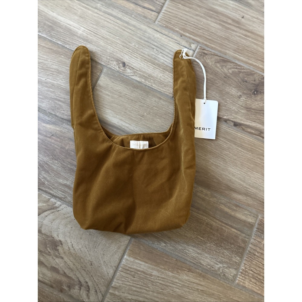 Merit Corduroy Cosmetics Bag Tie Pouch Makeup Medium size NEW Mustard Brown